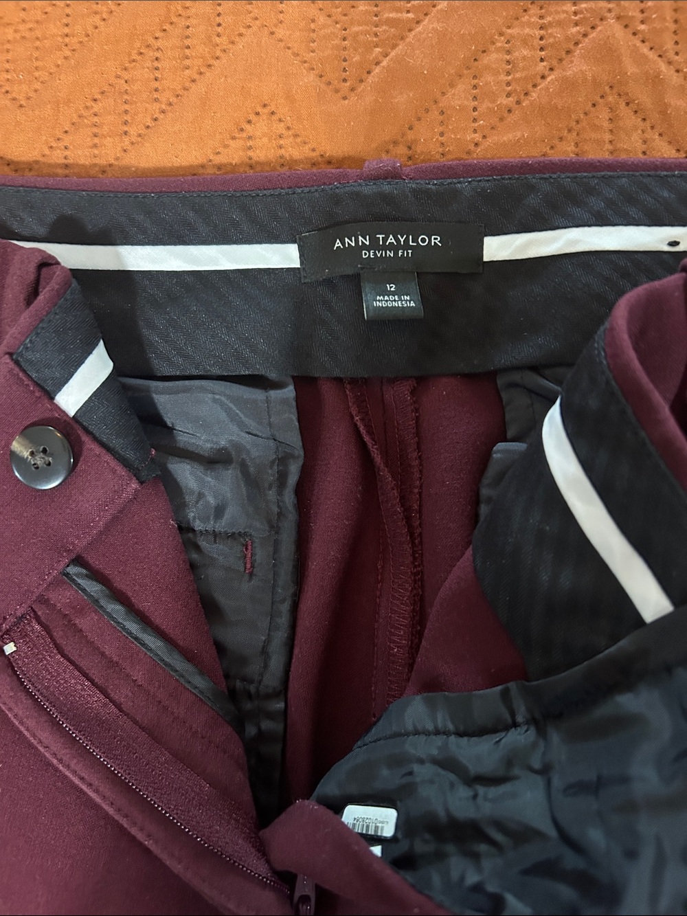 Ann Taylor Devin Fit Wine Burgundy Trousers